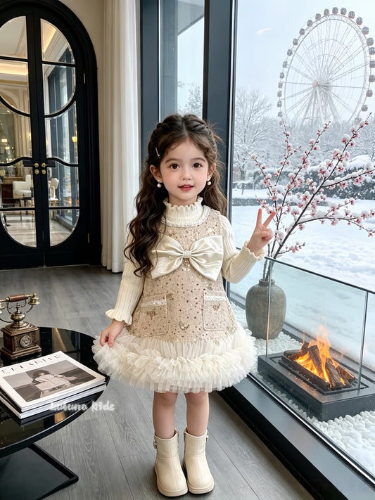 Princess Luxury Bow Sequin Dress 公主轻奢风蝴蝶结亮片裙