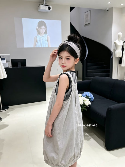 Cream Forest Suspender Dress 奶油米 . 森系背带裙