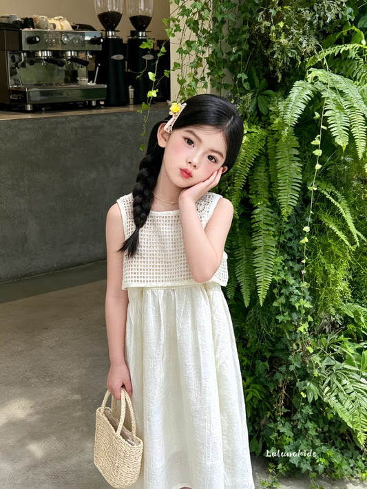 Summer Fresh Mesh Splice Dress 夏日清新网格拼接裙