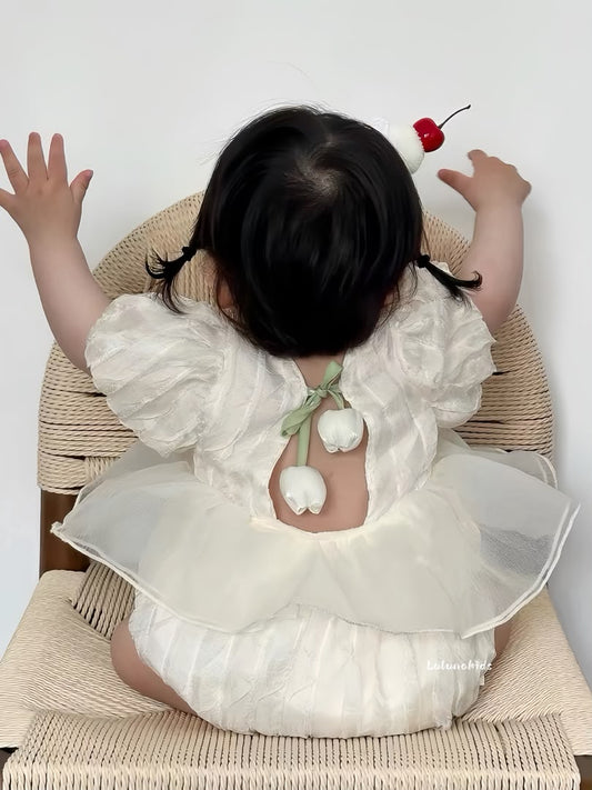 Sweet Tulip Open-Back Romper 甜美郁金香露背哈衣