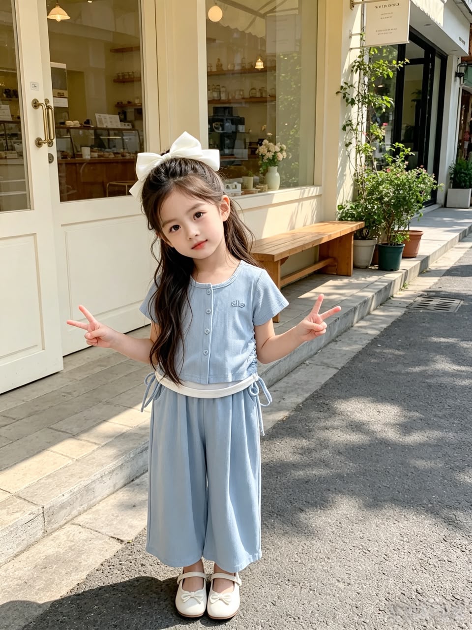 侧抽绳长裤套装