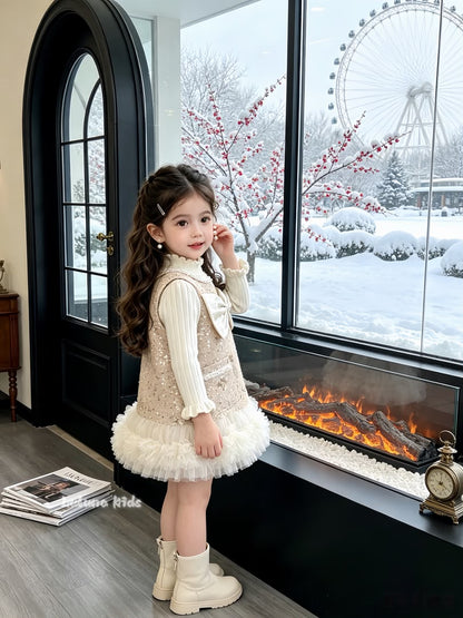 Princess Luxury Bow Sequin Dress 公主轻奢风蝴蝶结亮片裙