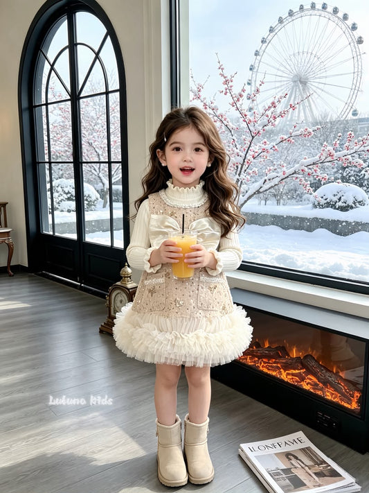 Princess Luxury Bow Sequin Dress 公主轻奢风蝴蝶结亮片裙