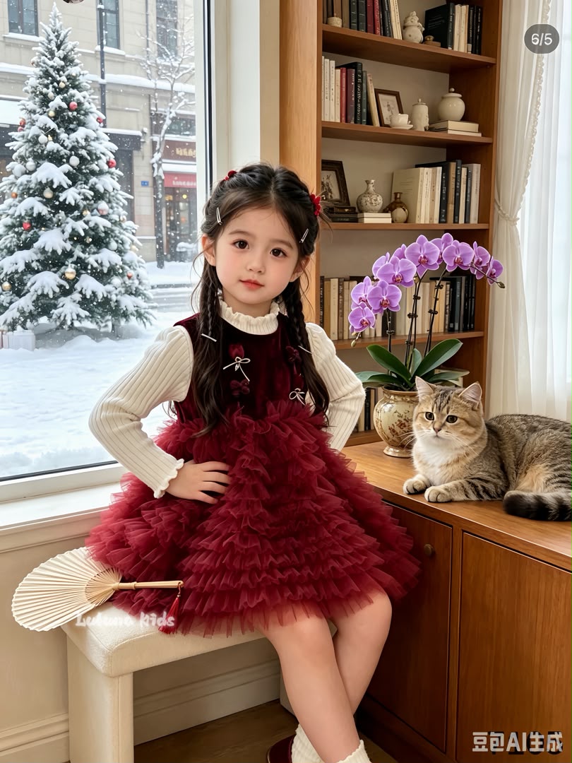 CNY Red Puff Dress 红色蓬蓬裙拜年服