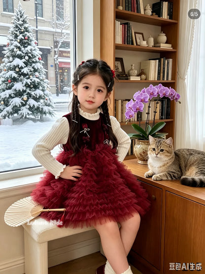 CNY Red Puff Dress 红色蓬蓬裙拜年服