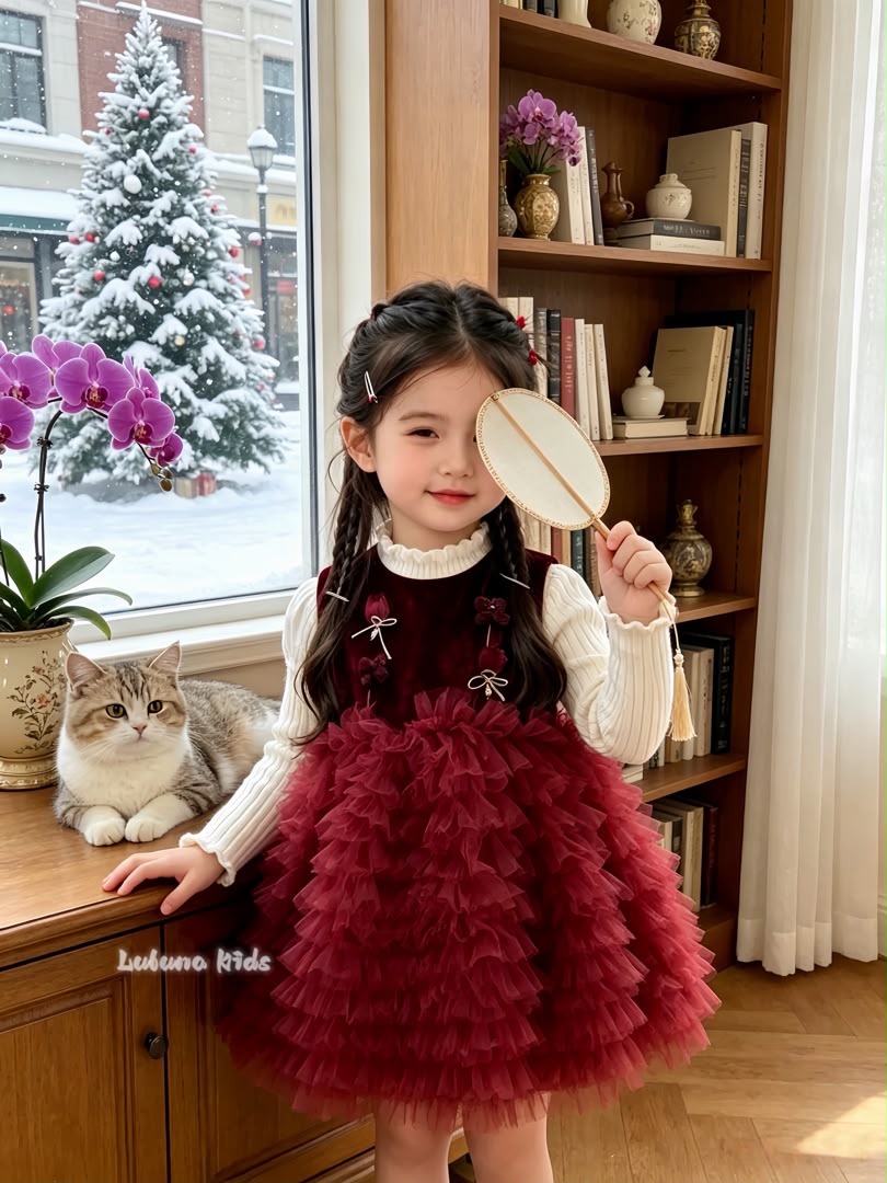CNY Red Puff Dress 红色蓬蓬裙拜年服