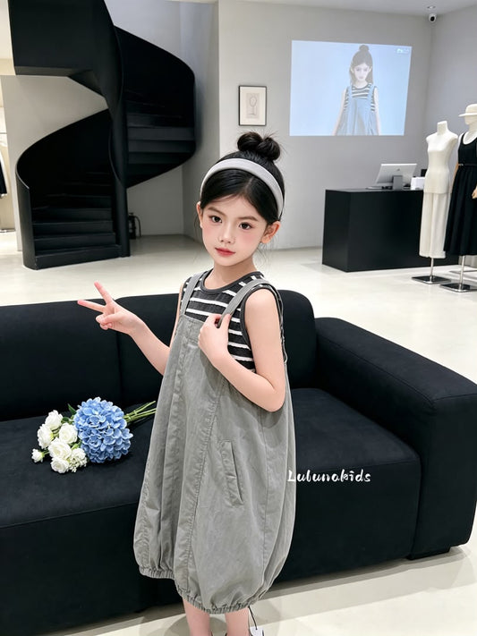 Grey-Green Forest Suspender Dress 灰绿 . 森系背带裙