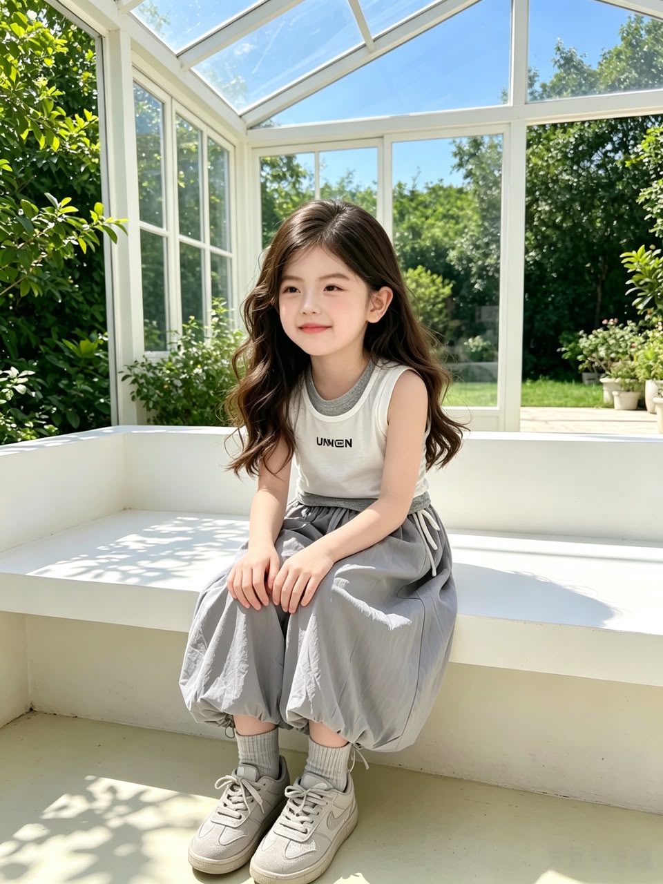 Grey-White Faux Two-Piece Bud Skirt 灰白拼接假两件花苞裙