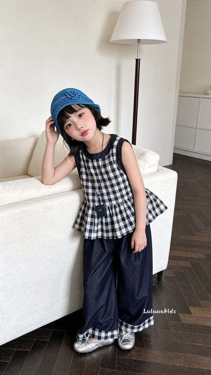 Sea Salt Blue Plaid Academic Set 海盐蓝格.学院风两件套