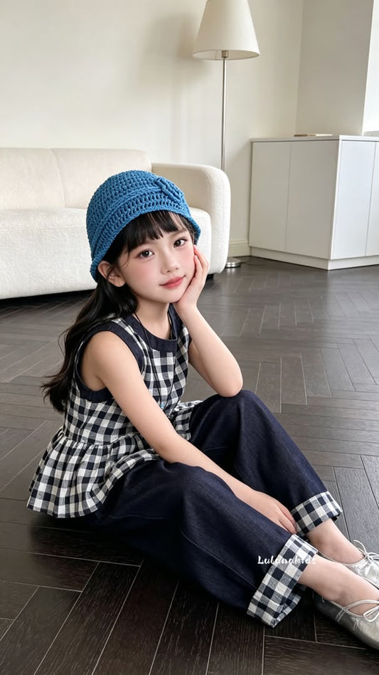 Sea Salt Blue Plaid Academic Set 海盐蓝格.学院风两件套