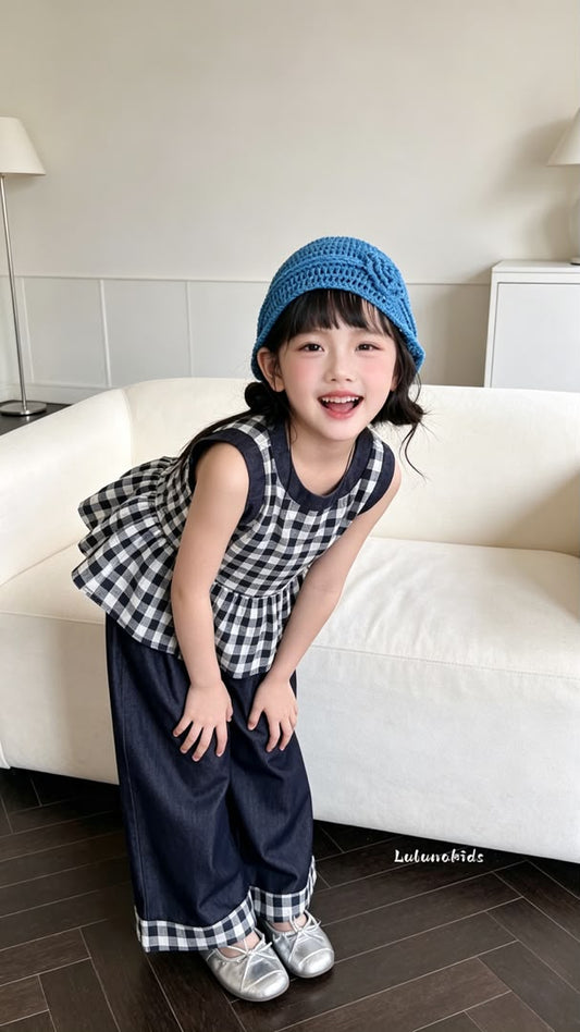 Sea Salt Blue Plaid Academic Set 海盐蓝格.学院风两件套