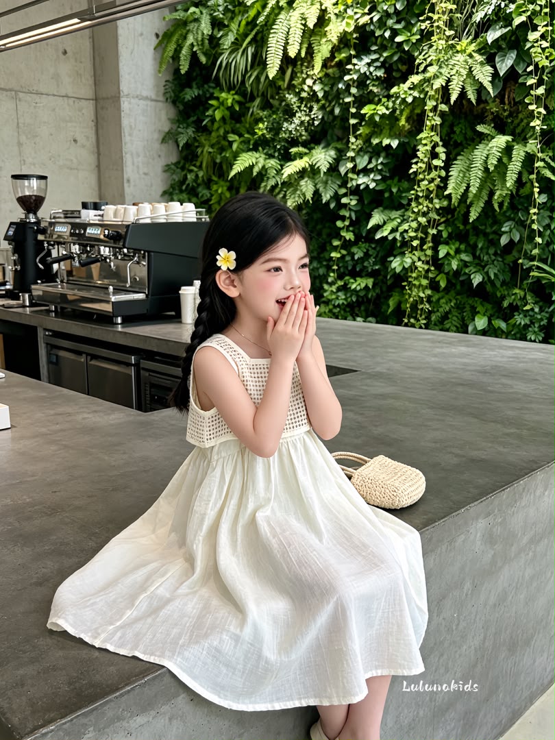 Summer Fresh Mesh Splice Dress 夏日清新网格拼接裙