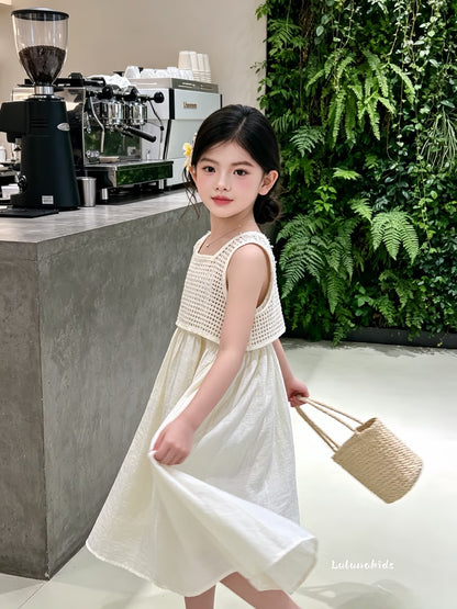 Summer Fresh Mesh Splice Dress 夏日清新网格拼接裙
