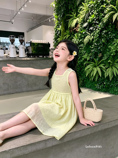 Summer Fresh Mesh Splice Dress 夏日清新网格拼接裙
