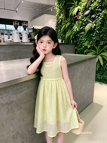 Summer Fresh Mesh Splice Dress 夏日清新网格拼接裙