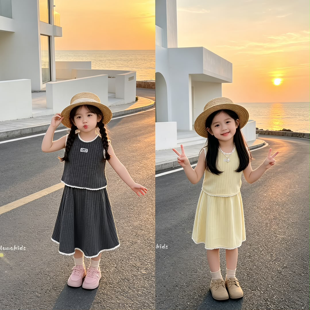Knit Lace Vest & Skirt Set 针织花边背心半裙套装