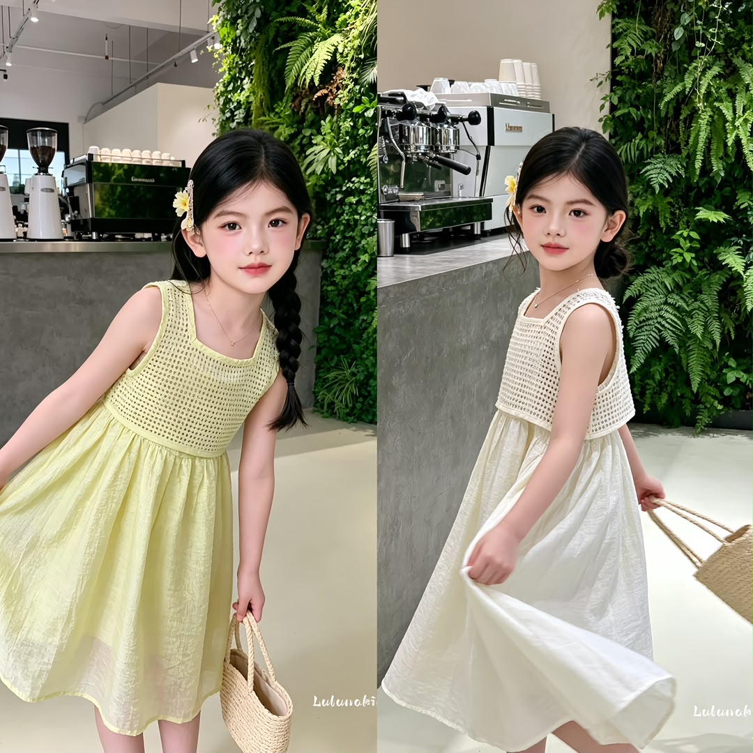 Summer Fresh Mesh Splice Dress 夏日清新网格拼接裙