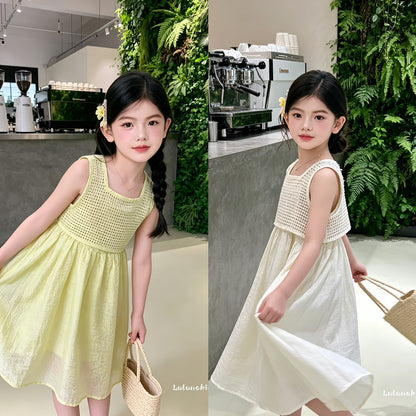 Summer Fresh Mesh Splice Dress 夏日清新网格拼接裙